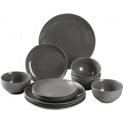 simpa 12PC Grey Glazed Ceramic Stoneware Dinner Set Grey simpa 12PC Grey Glazed Ceramic Stoneware Dinner Set Grey
