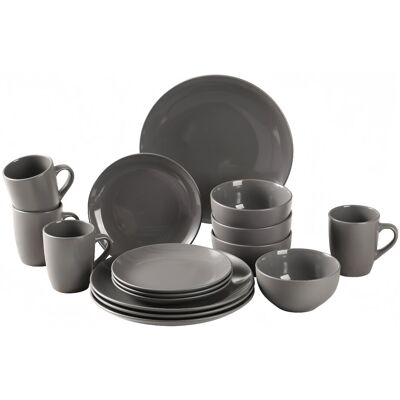 simpa 16PC Grey Glazed Ceramic Stoneware Dinner Set Grey simpa 16PC Grey Glazed Ceramic Stoneware Dinner Set Grey
