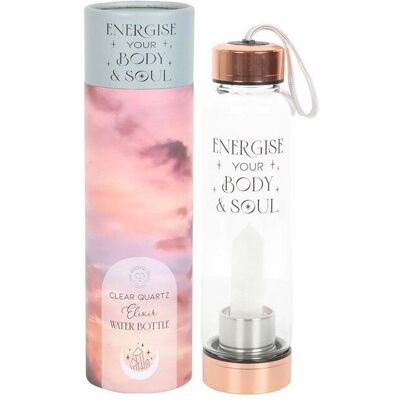 KDMD Clear Quartz Body & Soul Glass Water Bottle in White White KDMD Clear Quartz Body & Soul Glass Water Bottle in White White