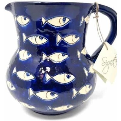 Verano Spanish Ceramics Signature Blue & White Fish Hand Painted Ceramic Kitchen Dining Small Pourer Jug 0.5L White Verano Spanish Ceramics Signature Blue & White Fish Hand Painted Ceramic Kitchen Dining Small Pourer Jug 0.5L White