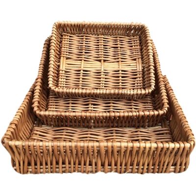 Red Hamper Wicker Shallow Tray Set of 3 in Brown Brown Red Hamper Wicker Shallow Tray Set of 3 in Brown Brown