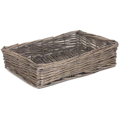 Red Hamper Wicker Antique Wash Straight Sided Tray in Brown Brown Red Hamper Wicker Antique Wash Straight Sided Tray in Brown Brown