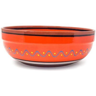 Verano Spanish Ceramics Fiesta Hand Painted Ceramic Kitchen Dining Deep Salad Bowl (Diam) 26cm in Orange Orange Verano Spanish Ceramics Fiesta Hand Painted Ceramic Kitchen Dining Deep Salad Bowl (Diam) 26cm in Orange Orange