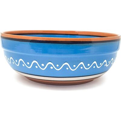 Verano Spanish Ceramics Fiesta Hand Painted Ceramic Kitchen Dining Deep Salad Bowl (Diam) 26cm in Blue Blue Verano Spanish Ceramics Fiesta Hand Painted Ceramic Kitchen Dining Deep Salad Bowl (Diam) 26cm in Blue Blue