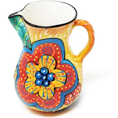 Verano Spanish Ceramics Classic Spanish Hand Painted Home Decor Large Pourer Jug 2L Red/Yellow Flower Multicolor Verano Spanish Ceramics Classic Spanish Hand Painted Home Decor Large Pourer Jug 2L Red/Yellow Flower Multicolor