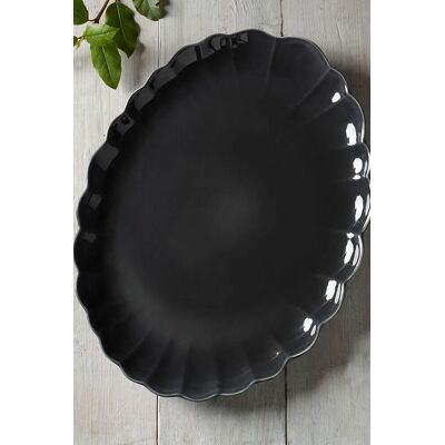 MM Living Ceramic Scallop Serve Platter Grey Multicolor MM Living Ceramic Scallop Serve Platter Grey Multicolor