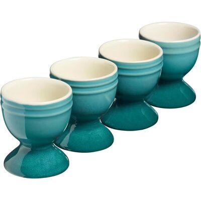 Cooks Professional Set of 4 Colourful Stoneware Egg Cups Dishwasher & Microwave Safe in Teal Teal Cooks Professional Set of 4 Colourful Stoneware Egg Cups Dishwasher & Microwave Safe in Teal Teal