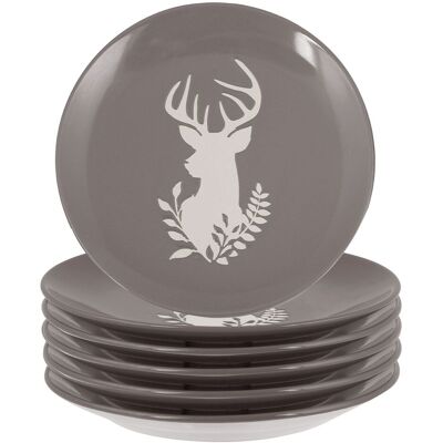 Dibor Set of 6 Grey Stag Head Christmas Dinner Plate Side Plates Dia21cm Size: 6 Pack Grey 6 Pack Dibor Set of 6 Grey Stag Head Christmas Dinner Plate Side Plates Dia21cm Size: 6 Pack Grey 6 Pack