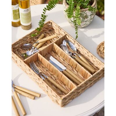Dibor Traditional Lakelyn Water Hyacinth Kitchen Storage Cutlery Utensil Tray in Beige Beige Dibor Traditional Lakelyn Water Hyacinth Kitchen Storage Cutlery Utensil Tray in Beige Beige