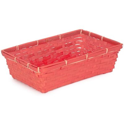 Red Hamper Small Red Painted Bamboo Serving Tray in Brown Brown Small Red Hamper Small Red Painted Bamboo Serving Tray in Brown Brown Small