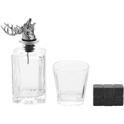 Harvey Makin Men's Whisky Stag Decanter, Glass & Cooling Stones Set in Clear Clear Harvey Makin Men's Whisky Stag Decanter, Glass & Cooling Stones Set in Clear Clear