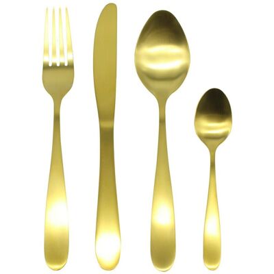 Glim & Glam Cutlery Sets Brushed Gold Stainless Steel Light Spoon Fork 32 Piece Set Gold Glim & Glam Cutlery Sets Brushed Gold Stainless Steel Light Spoon Fork 32 Piece Set Gold