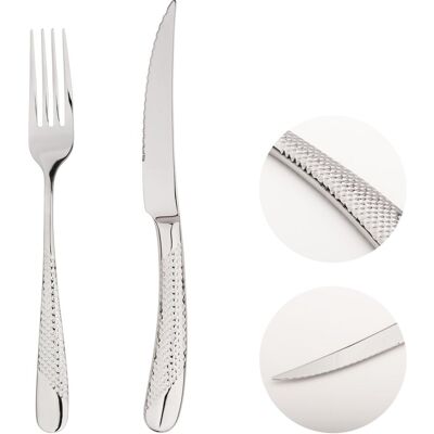 Glim & Glam Steak Cutlery Set Knife Fork Stainless Steel 18/8 Catering Palace 12pc Set in Silver Silver Glim & Glam Steak Cutlery Set Knife Fork Stainless Steel 18/8 Catering Palace 12pc Set in Silver Silver