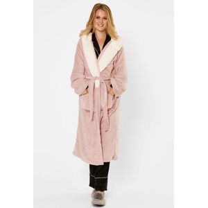 OHS Flannel Fleece Hooded Dressing Gown Sherpa Bathrobe in Light Pink Light Pink One Size OHS Flannel Fleece Hooded Dressing Gown Sherpa Bathrobe in Light Pink Light Pink One Size
