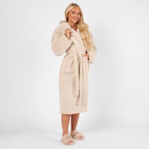 OHS Teddy Marl Fleece Adults Dressing Gown Full-Length Robe in Beige Beige One Size OHS Teddy Marl Fleece Adults Dressing Gown Full-Length Robe in Beige Beige One Size