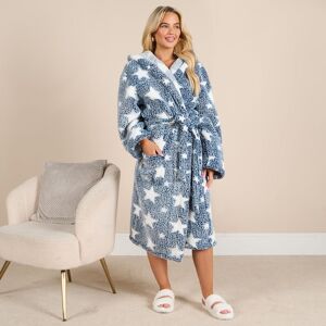 OHS Women's Teddy Dressing Gown Marl Heart Star Warm Soft Cosy Longewear Robe in Dark Navy Dark Navy One Size OHS Women's Teddy Dressing Gown Marl Heart Star Warm Soft Cosy Longewear Robe in Dark Navy Dark Navy One Size