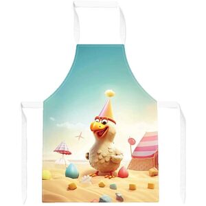 Warren Reed - Designer Funky Chicken On A Beach Holiday Apron in Yellow Yellow Warren Reed - Designer Funky Chicken On A Beach Holiday Apron in Yellow Yellow