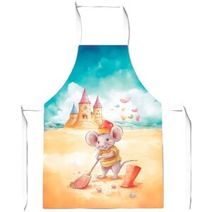 Warren Reed - Designer Mouse On A Beach Holiday Apron in Yellow Yellow Warren Reed - Designer Mouse On A Beach Holiday Apron in Yellow Yellow