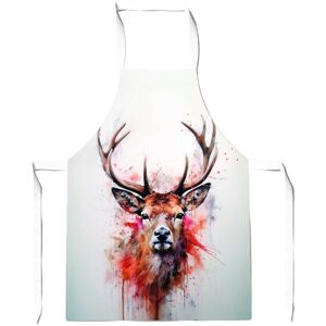 Warren Reed - Designer Watercolour Splashart Stag Face Apron in Brown Brown Warren Reed - Designer Watercolour Splashart Stag Face Apron in Brown Brown
