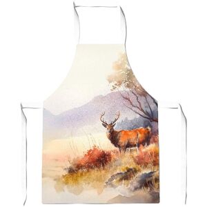 Warren Reed - Designer Stag Deer Water Colour Apron in Brown Brown Warren Reed - Designer Stag Deer Water Colour Apron in Brown Brown