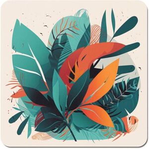 Warren Reed - Designer Green Orange Tropical Leaves Coasters - Set of 4 Green Warren Reed - Designer Green Orange Tropical Leaves Coasters - Set of 4 Green