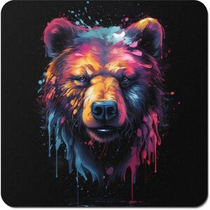 Warren Reed - Designer Splashart Bear Face Coasters - Set of 4 in Brown Brown Warren Reed - Designer Splashart Bear Face Coasters - Set of 4 in Brown Brown