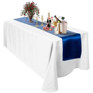 Neel Blue Satin Table Runner, 11" x 108" in Blue Blue Neel Blue Satin Table Runner, 11" x 108" in Blue Blue