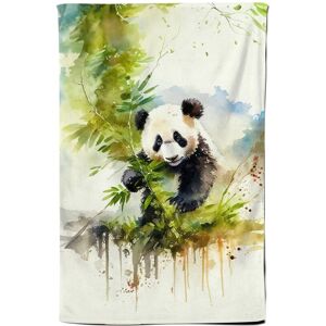 Warren Reed - Designer Panda Eating Bamboo Watercolour Tea Towel in Brown Brown Warren Reed - Designer Panda Eating Bamboo Watercolour Tea Towel in Brown Brown