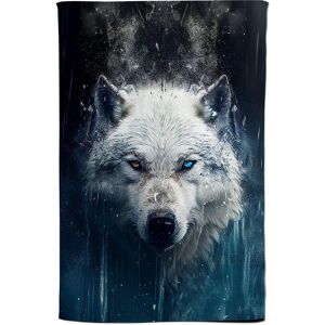 Warren Reed - Designer White Wolf Face Splashart Tea Towel White Warren Reed - Designer White Wolf Face Splashart Tea Towel White