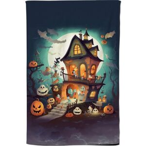 Warren Reed - Designer Illustrations A Whimsical Haunted House Tea Towel in Orange Orange Warren Reed - Designer Illustrations A Whimsical Haunted House Tea Towel in Orange Orange