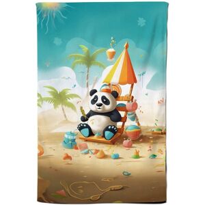 Warren Reed - Designer Happy Panda On A Beach Holiday Tea Towel in Yellow Yellow Warren Reed - Designer Happy Panda On A Beach Holiday Tea Towel in Yellow Yellow