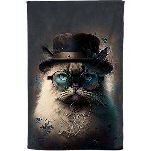 Warren Reed - Designer Birman Cat Face Glasses & Hat Splashart Tea Towel Multicolor Warren Reed - Designer Birman Cat Face Glasses & Hat Splashart Tea Towel Multicolor