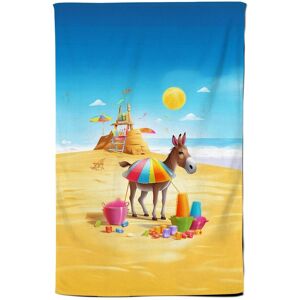 Warren Reed - Designer Donkey On A Beach Holiday Tea Towel in Yellow Yellow Warren Reed - Designer Donkey On A Beach Holiday Tea Towel in Yellow Yellow