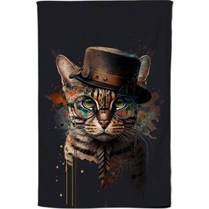 Warren Reed - Designer Bengal Cat With Glasses Splashart Tea Towel Multicolor Warren Reed - Designer Bengal Cat With Glasses Splashart Tea Towel Multicolor