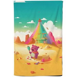 Warren Reed - Designer Purple Bear On A Beach Holiday Tea Towel in Yellow Yellow Warren Reed - Designer Purple Bear On A Beach Holiday Tea Towel in Yellow Yellow