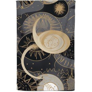 Warren Reed - Designer Abstract Silver Gold Sun & Moon Tea Towel in Grey Grey Warren Reed - Designer Abstract Silver Gold Sun & Moon Tea Towel in Grey Grey