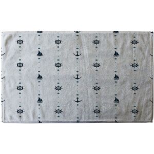 Benjamin Tate Design Anchor Wheel Sailboat Soft Bath Towel in White White Benjamin Tate Design Anchor Wheel Sailboat Soft Bath Towel in White White