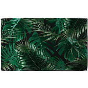 Benjamin Tate Design Tropical Leaves On Black Soft Bath Towel in Green Green Benjamin Tate Design Tropical Leaves On Black Soft Bath Towel in Green Green