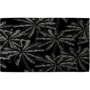 Benjamin Tate Design White Palm Trees On Black Soft Bath Towel Black Benjamin Tate Design White Palm Trees On Black Soft Bath Towel Black