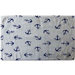 Benjamin Tate Design Navy Anchors On White Soft Bath Towel White Benjamin Tate Design Navy Anchors On White Soft Bath Towel White