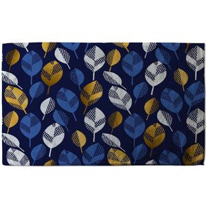 Benjamin Tate Design White Blue & Gold Leaves On Navy Soft Bath Towel Blue Benjamin Tate Design White Blue & Gold Leaves On Navy Soft Bath Towel Blue