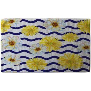 Benjamin Tate Design Bright Yellow Flowers & Zig Zags Soft Bath Towel in Green Green Benjamin Tate Design Bright Yellow Flowers & Zig Zags Soft Bath Towel in Green Green