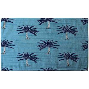 Benjamin Tate Design Palm Trees On Blue Soft Bath Towel in Green Green Benjamin Tate Design Palm Trees On Blue Soft Bath Towel in Green Green