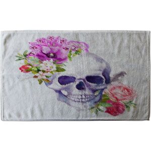Benjamin Tate Design Human Skull With Flowers Soft Bath Towel in Pink Pink Benjamin Tate Design Human Skull With Flowers Soft Bath Towel in Pink Pink