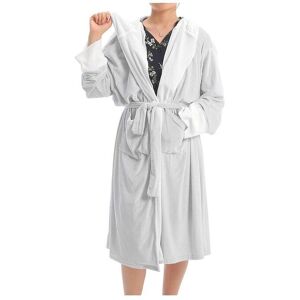 MODISHION Women's Contrast Colour Flannel Hooded Bath Robe in Grey Size: Large Grey L MODISHION Women's Contrast Colour Flannel Hooded Bath Robe in Grey Size: Large Grey L