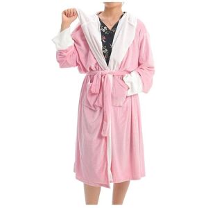 MODISHION Women's Flannel Hooded Bathrobe in Pink Size: 2XL Pink 2XL MODISHION Women's Flannel Hooded Bathrobe in Pink Size: 2XL Pink 2XL