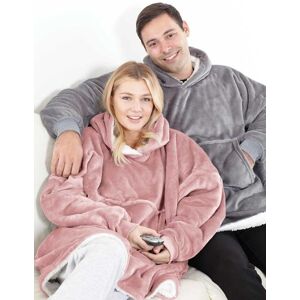 HomeSpace Direct Cosy Sherpa Lined Hoody in Dusty Pink Dusty Pink HomeSpace Direct Cosy Sherpa Lined Hoody in Dusty Pink Dusty Pink
