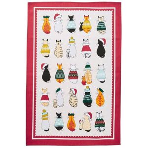 Ulster Weavers 'Christmas Cats in Waiting' Animal Print 100% Cotton Tea Towel in Red Red Ulster Weavers 'Christmas Cats in Waiting' Animal Print 100% Cotton Tea Towel in Red Red