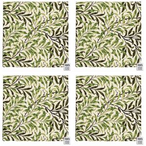 Le Chateau Textiles William Morris Set of 4 Green Willow Napkins Multicolor Le Chateau Textiles William Morris Set of 4 Green Willow Napkins Multicolor
