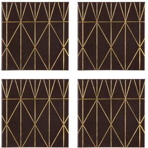 Orsina Set of Four Prism Black & Gold Coasters, Heat-Resistant Faux Leather Table Mats with Geometric Design Black Orsina Set of Four Prism Black & Gold Coasters, Heat-Resistant Faux Leather Table Mats with Geometric Design Black